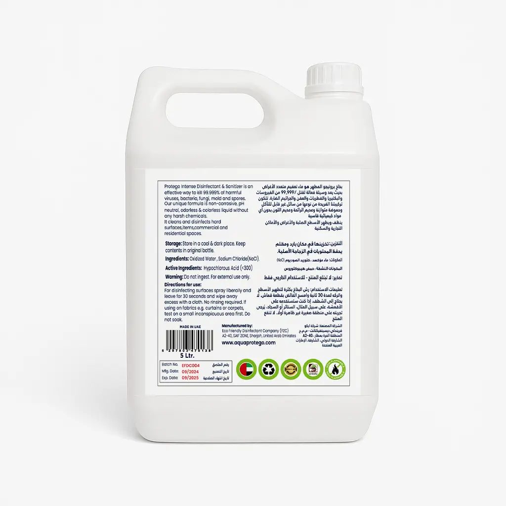 Aqua Protego Hypochlorous Acid Intense Disinfectant + Sanitizer 5 Litre – Hospital-Grade, Non-Toxic HOCl Solution | Alcohol-Free, Bulk Sanitizer - Image 2