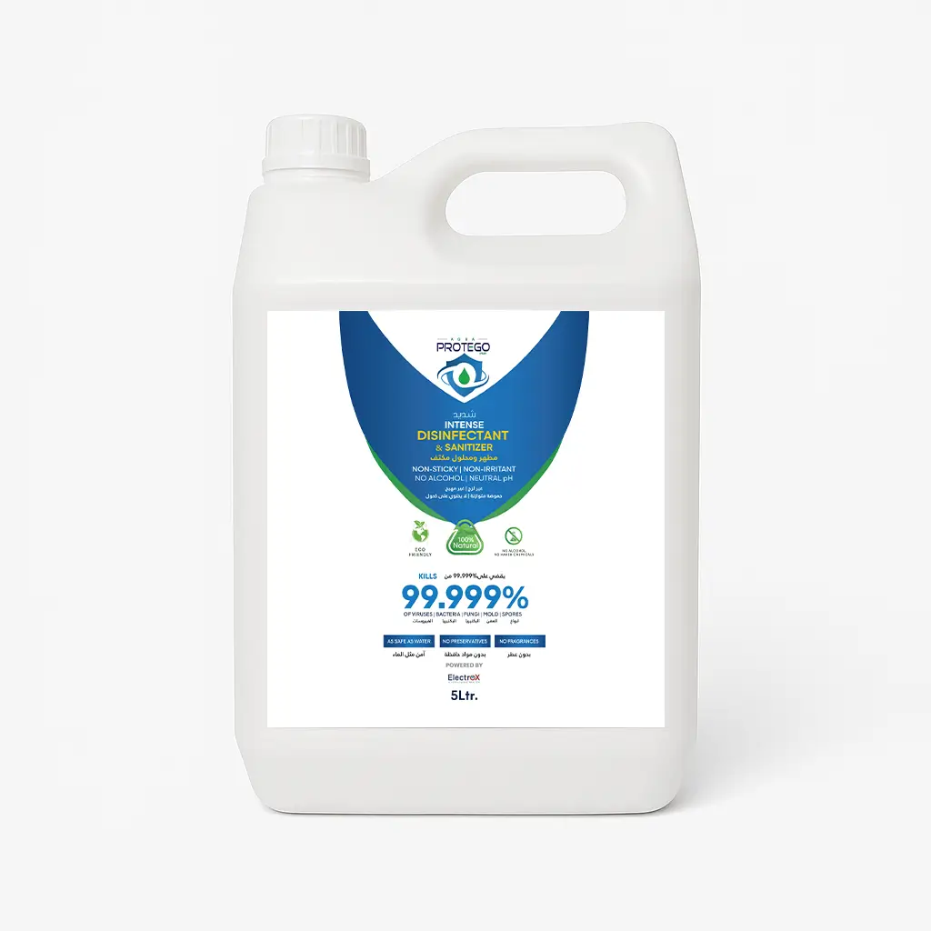 Aqua Protego Hypochlorous Acid Intense Disinfectant + Sanitizer 5 Litre – Hospital-Grade, Non-Toxic HOCl Solution | Alcohol-Free, Bulk Sanitizer
