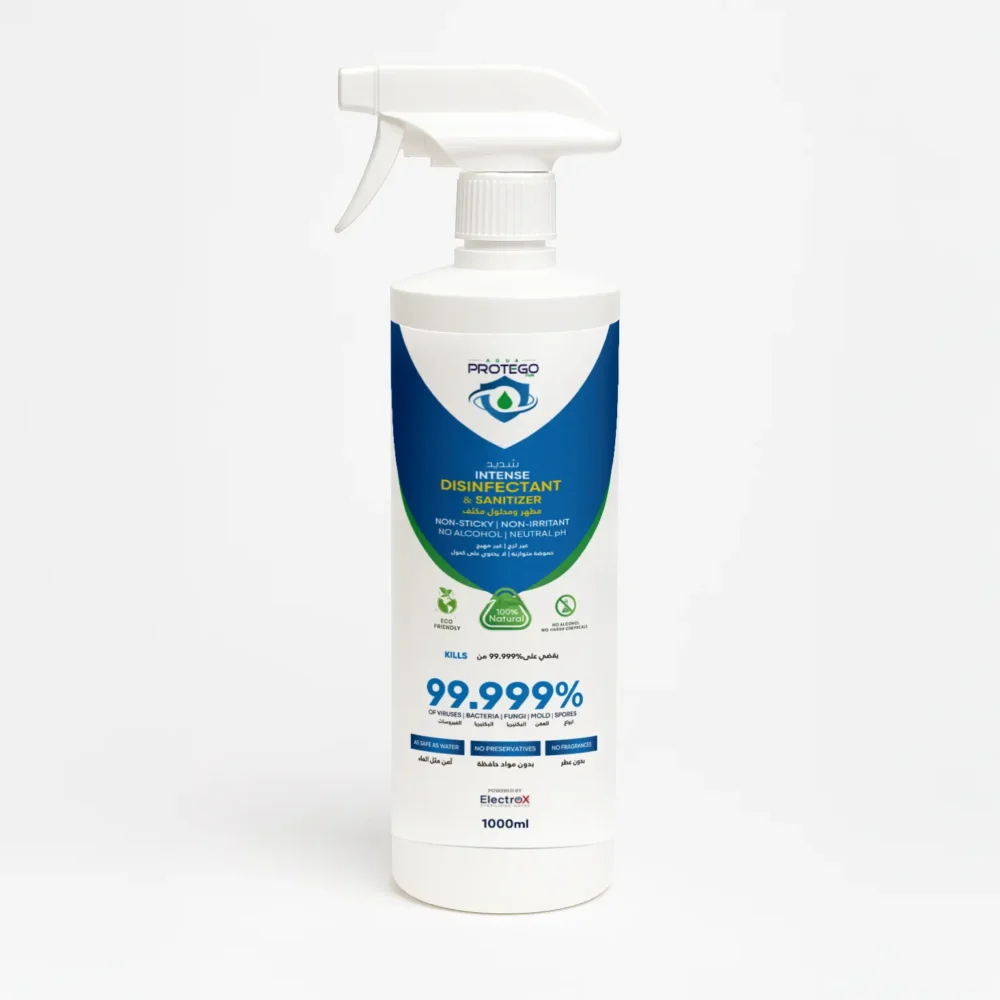 Aqua Protego Hypochlorous Acid Disinfectant Spray 1000ml – Non-Toxic, Alcohol-Free HOCl Surface & Hand Sanitizer | Hospital-Grade, Family & Clinic Safe
