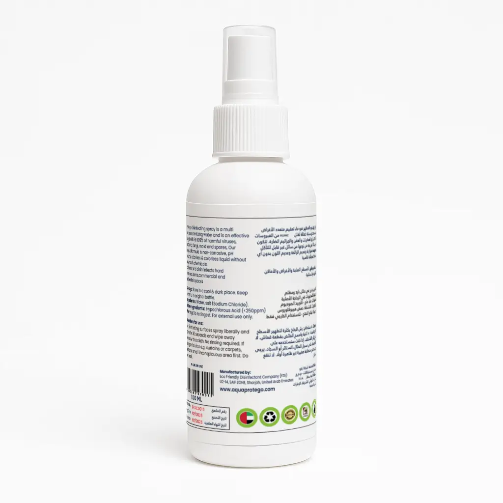 Aqua Protego - All Purpose Hypochlorous Acid Spray Cleaner (100 ml) - Non-Toxic, 100% Pure HOCl, Kills 99.999% Germs - Image 2