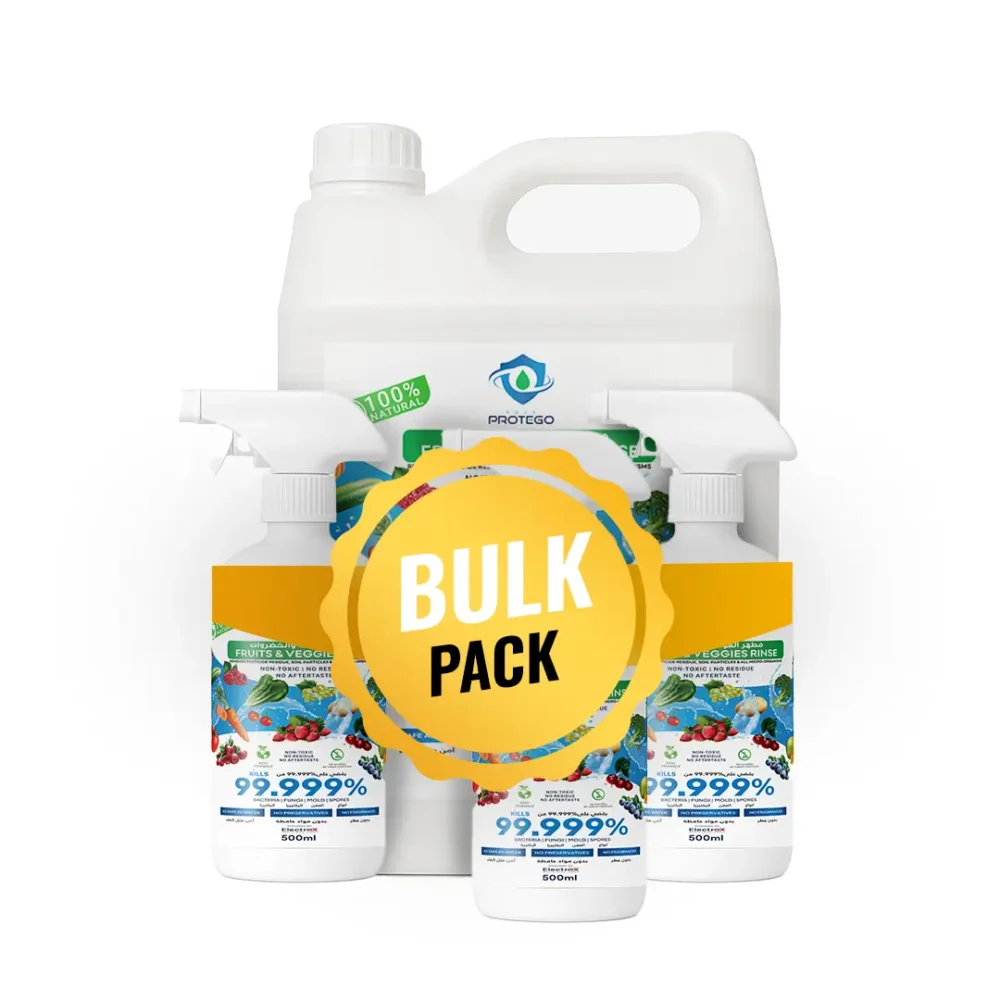 Aqua Protego Fruit & Vegetable Wash & Rinse - Family Food Sanitizer Bulk Pack (3x500ml + 1x5L)